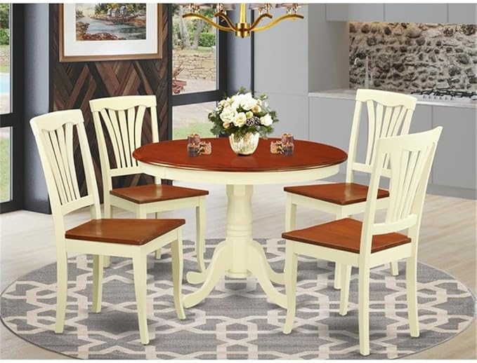 East West Furniture HLAV5-BMK-W 5 Piece Kitchen Table Set - Image 2