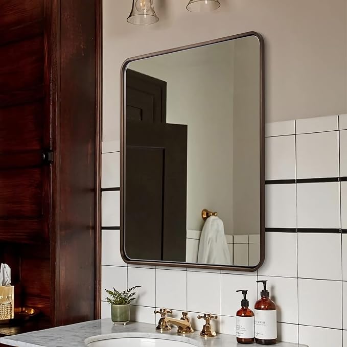 ANDY STAR Bronze Bathroom Mirror, 30x36 Inch Oil Rubbed Bronze Mirror, Bronze - Image 7