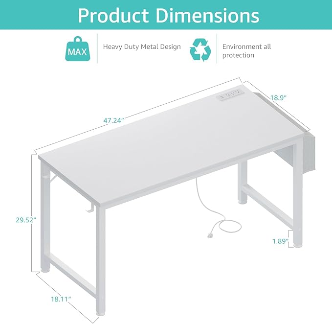 Lufeiya White Computer Desk - Image 3
