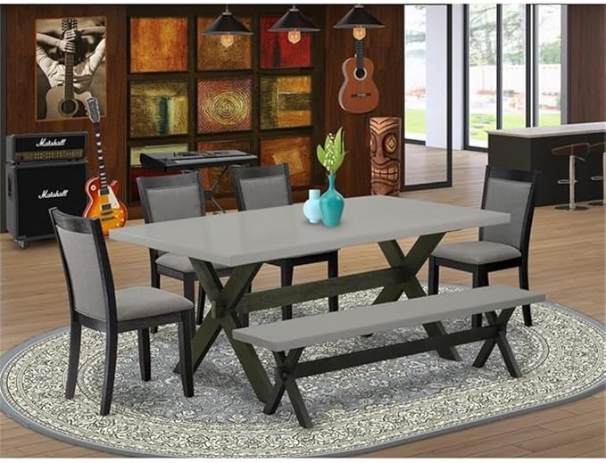 East West Furniture X697MZ650-6 6 Piece Dinette Set Contains a Rectangle Dining - Image 2