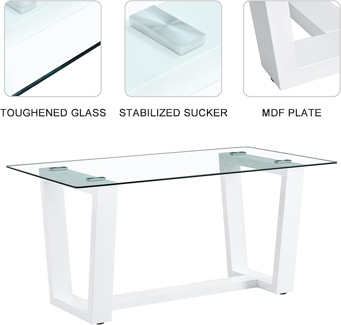 63" Modern Glass Dining Table - Image 5