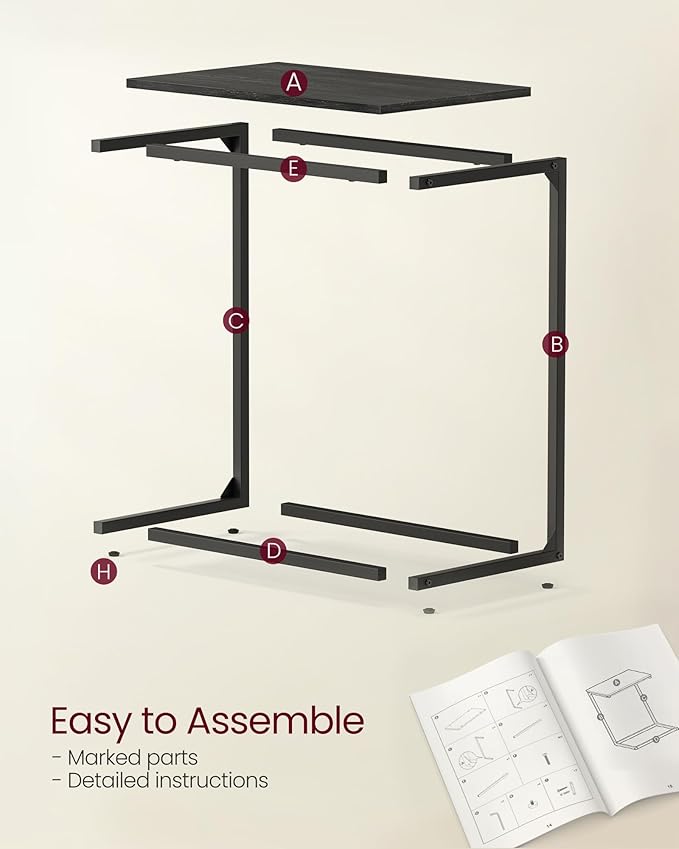 VASAGLE C Shape End Table, Small Coffee Table - Image 7