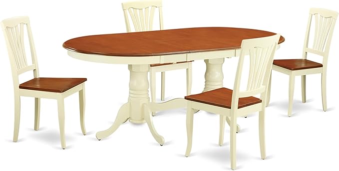 East West Furniture PLAV5-WHI-W 5 Piece Dining Room Table Set Includes an Oval by EastWestFurniture