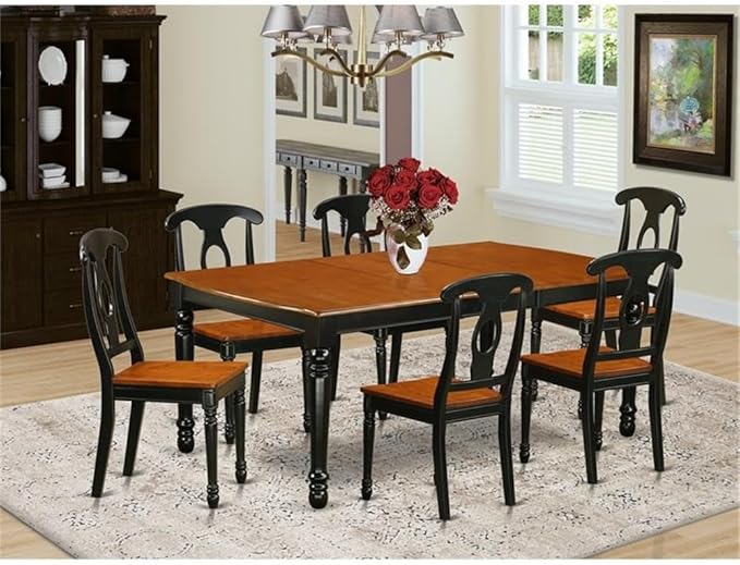 East West Furniture DOKE7-BCH-W 7 Piece Modern Dining Table Set Consist of a - Image 2