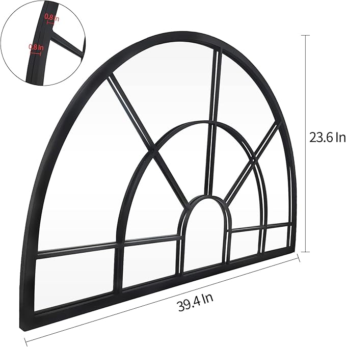 WAMIRRO Arched Window Pane Mirror Decor, Farmhouse Mantel Mirrors - Image 3