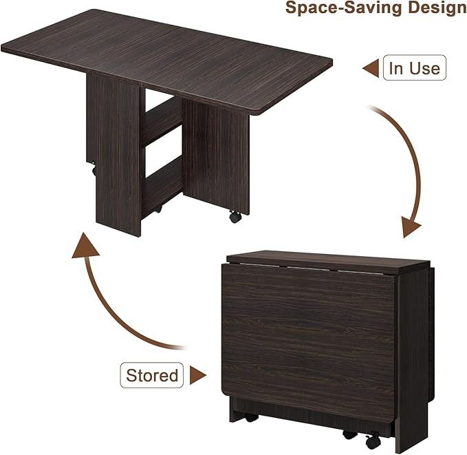 IDEALHOUSE Folding Dining Table, Drop Leaf Dining Table - Image 8