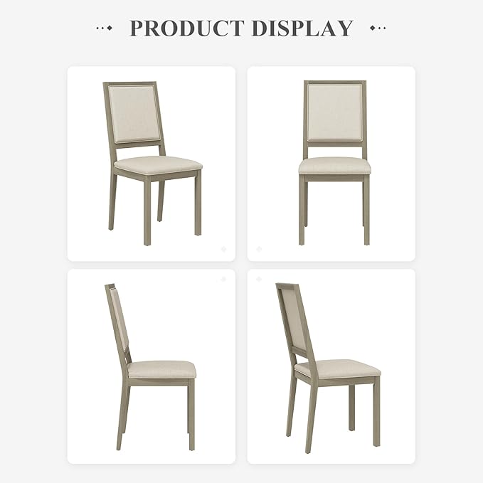 COLAMY Wood Dining Chairs Set of 6, Mid Century Modern Upholstered Kitchen - Image 7