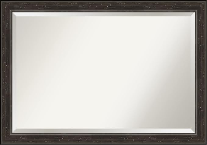 Amanti Art Brown Wall Mirror 28x40 Shipwreck Greywash Narrow Rectangle Bathroom by AmantiArt