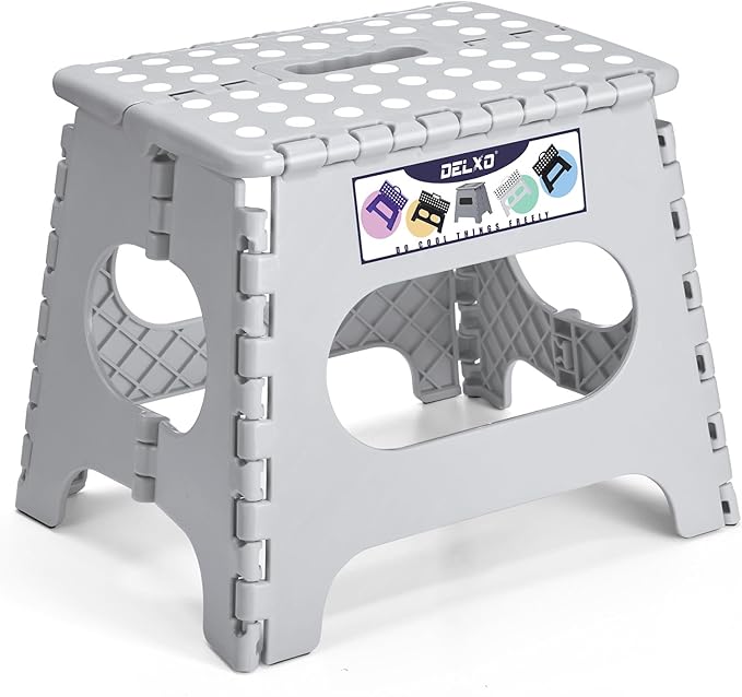 Delxo Folding Step Stool, 11 inch Non-Slip Foldable Stools Up to 300 LBS by Delxo