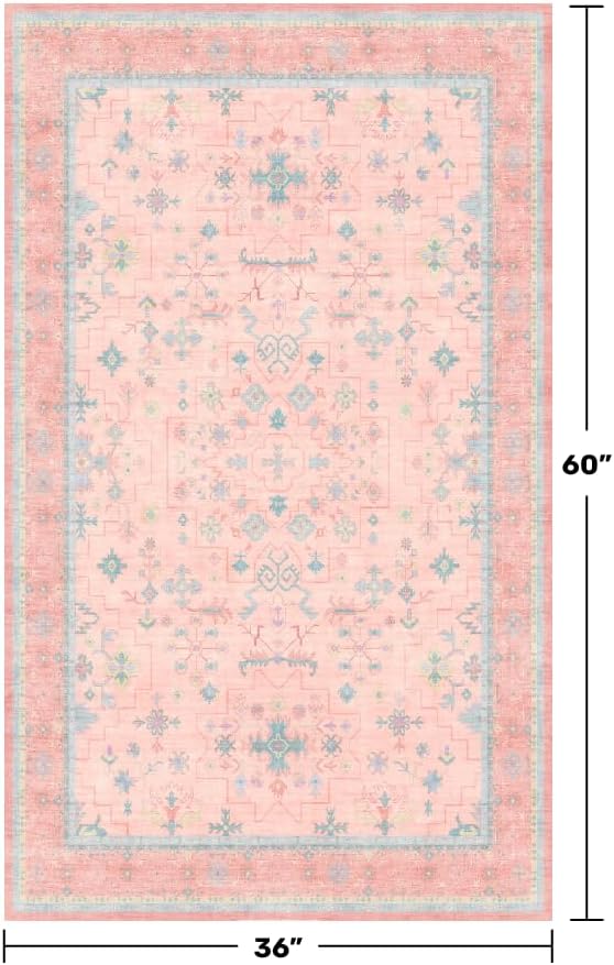 Washable Pink Nursery Rug, 3x5 Area Rugs - Image 2