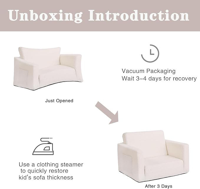 Tiita Kids Sofa, 2-in-1 Toddler Chair, Convertible Children Couch to Lounger - Image 8