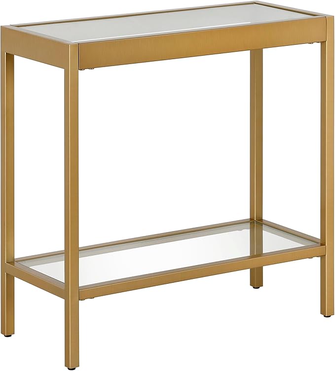 Henn&Hart 24" Wide Rectangular Rectangular Side Table in Brass, Table by HennHart