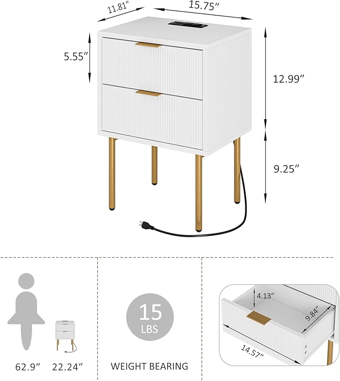 Nightstand, Small Bedside Table - Image 2