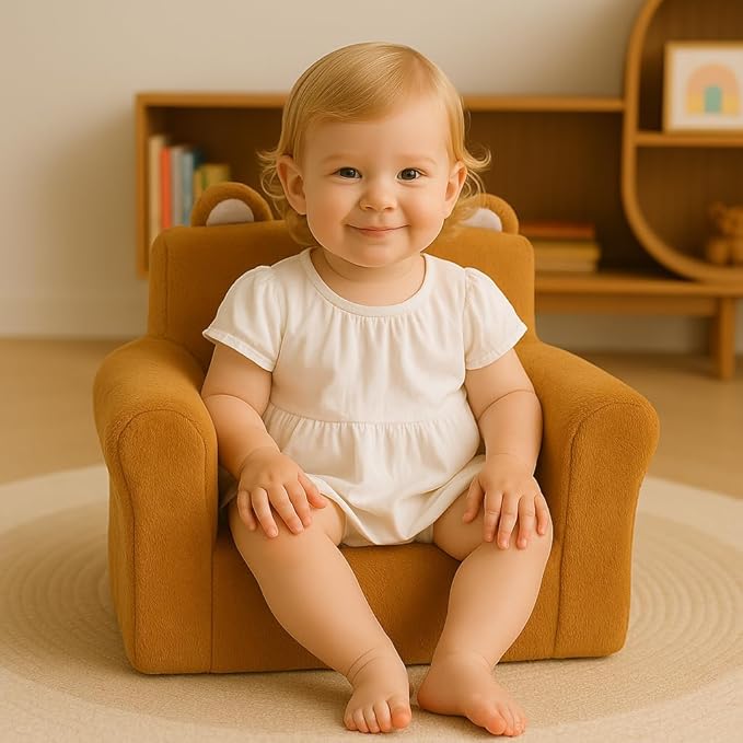 Cute Animal Toddler Foam Chair, Soft Faux Rabbit Fur, Comfy Toddler Lounge - Image 2