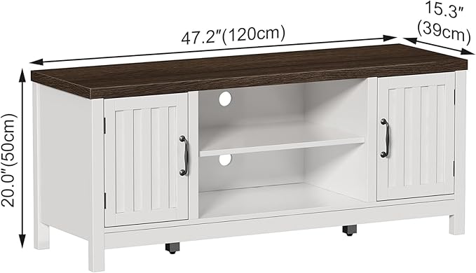 ChooChoo Farmhouse TV Stand, Wood Fluted Door Entertainment Center - Image 2