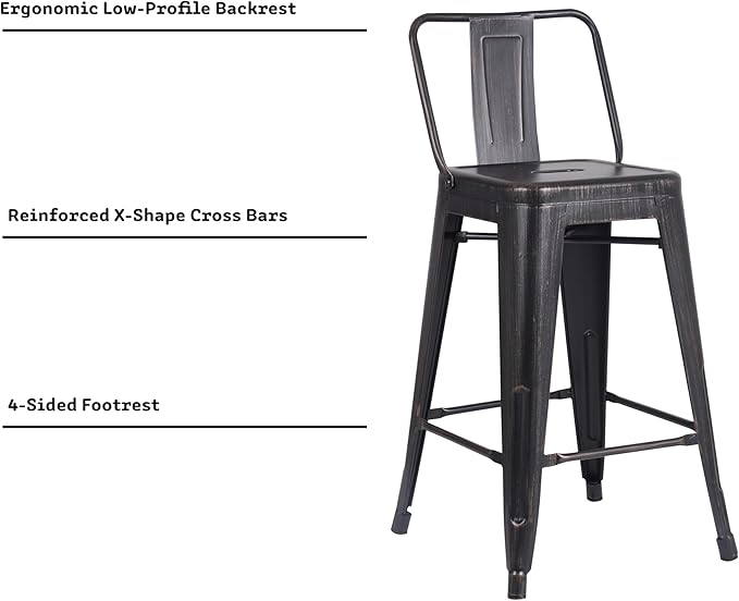 AC Pacific 24” Metal Barstool Set of 2 – Country Rustic Style - Image 5