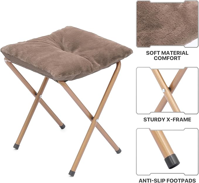 MoNiBloom Round Folding Faux Fur Saucer Chair - Image 9