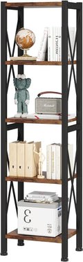 Homeiju 5-Tier Narrow Bookshelf, Ladder Bookshelf, Tall Bookshelf by Homeiju
