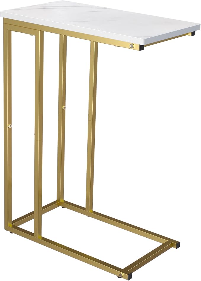 Yusong C Shaped End Table, Couch Side Table That Slide Under Sofa Bed, Small by Yusong