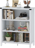 BON AUGURE White Bookcase, 3 Shelf Bookshelf, Farmhouse Wooden Book by BONAUGURE