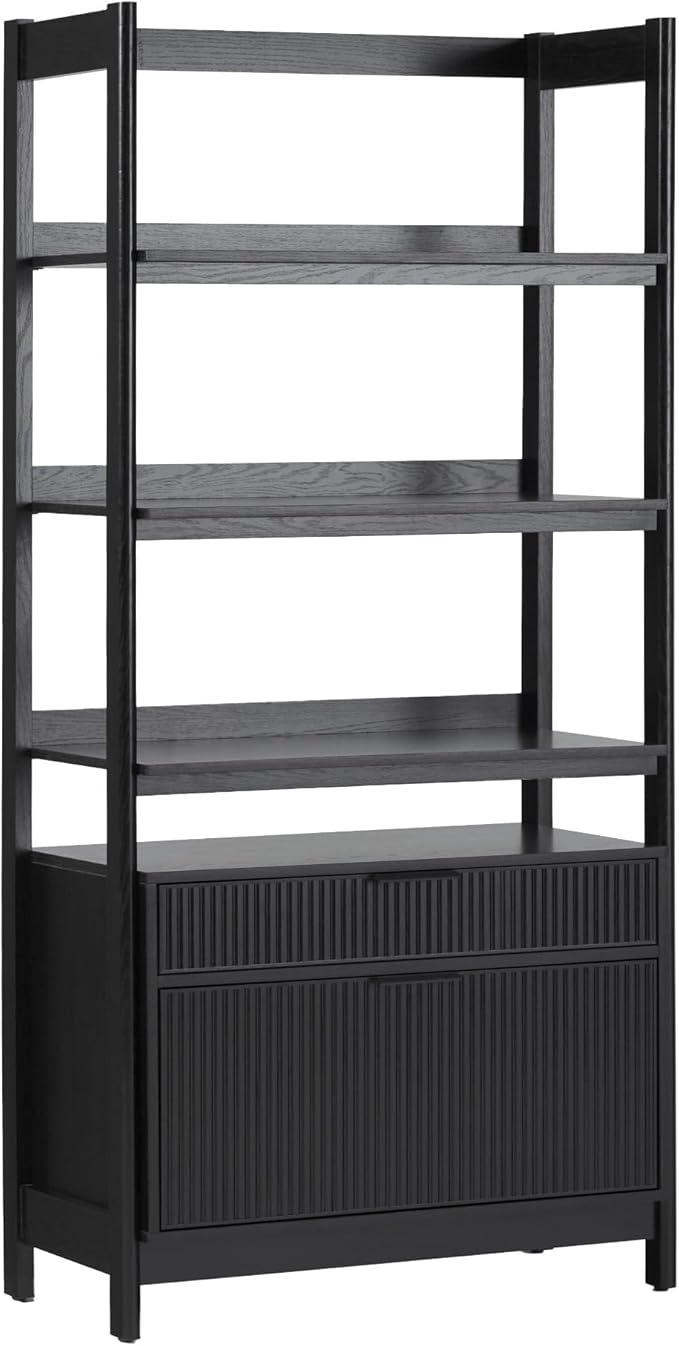 Walker Edison Transitional Open Reeded 4-Shelf Bookshelf by WalkerEdison