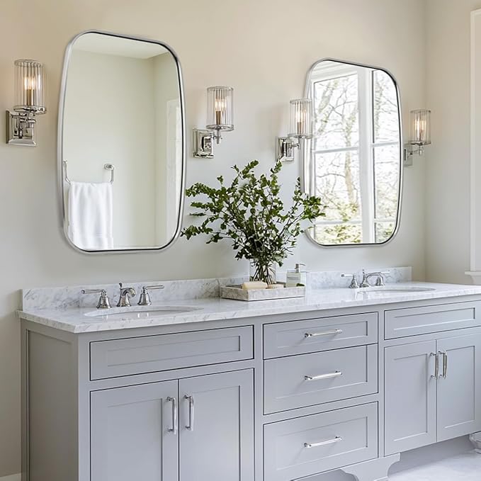ANDY STAR Brushed Nickel Oval Bathroom Mirror - Image 2