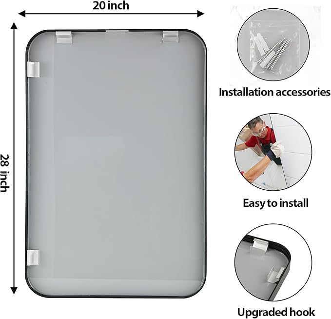 20x28 Inch Black Wall Mirror for Bathroom, Brushed Metal Framed Mirror - Image 6