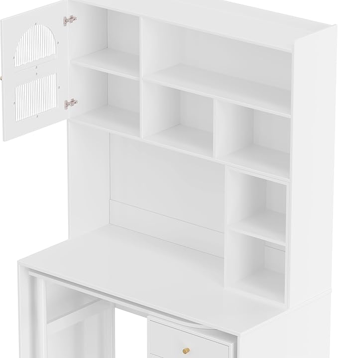 Merax Computer Desk with 90 Degree Rotating Desktop, L Shaped Office Desk with - Image 5