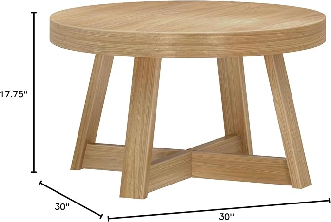 Plank+Beam Classic Round Coffee Table, 30 Inch Farmhouse Coffee Table, Rustic - Image 2
