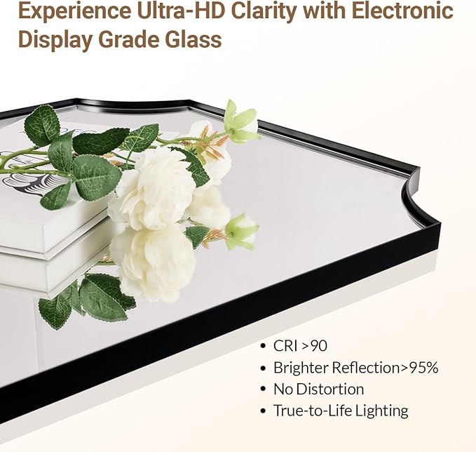 ANDY STAR 30x40 Inch Bathroom Mirror, Unique Rectangle Wall Mirror, Matte Black - Image 4