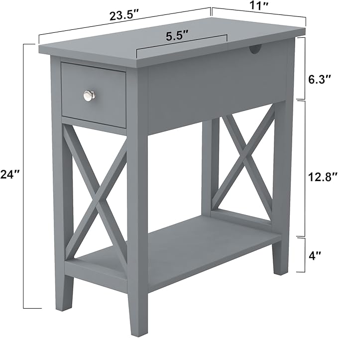 ChooChoo End Table, MDF Material Flip Top Narrow End Table - Image 3