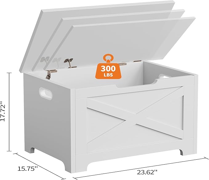 GarveeHome 23.6" Storage Chest, Wooden Storage Bench - Image 3