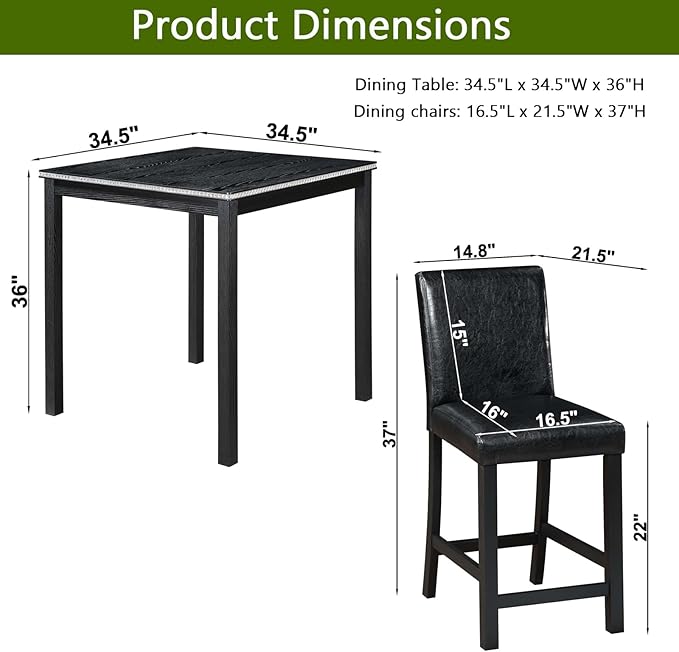 KEIKI 5-Piece Counter Height Dining Table Set - Image 3