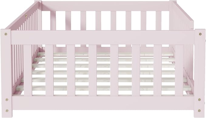 Bellemave Twin Floor Bed with Slats and Safety Guardrails, Kids Montessori - Image 9