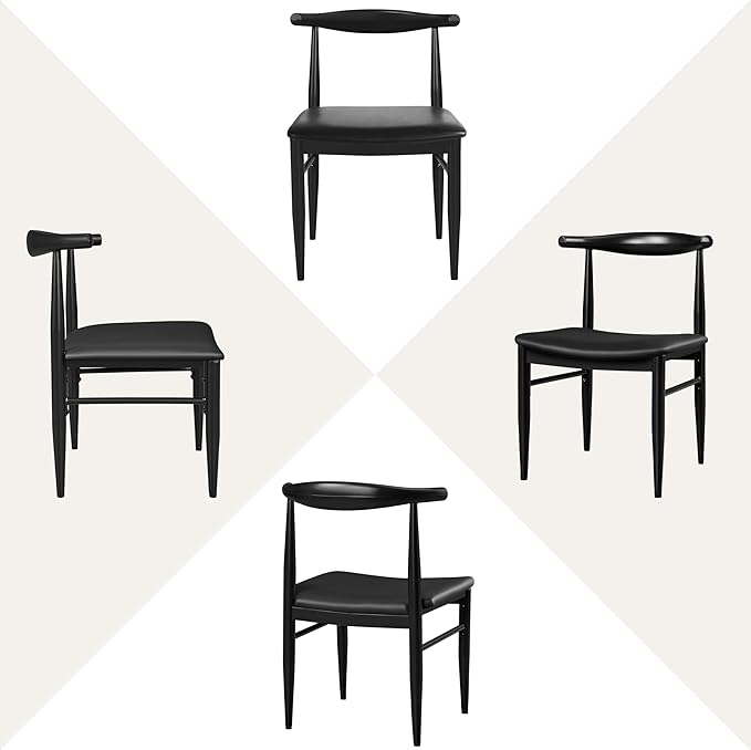 Yaheetech Dining Chairs Set of 2 Mid Century Modern Leather Dining Room Chairs - Image 8
