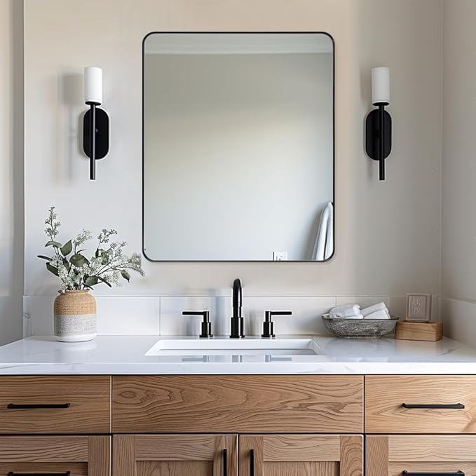 ANDY STAR Wall Mirror for Bathroom, 30x36 Matte Black Bathroom Mirror, Modern by ANDYSTAR