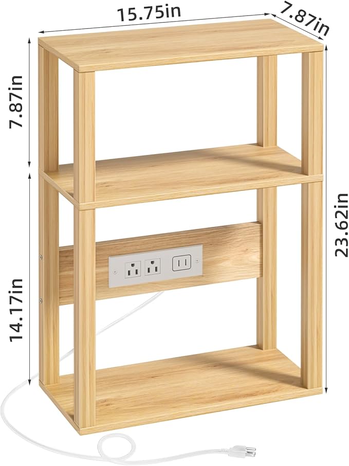3 Tier Small Narrow Bamboo Side Table Set of 2 - Image 3