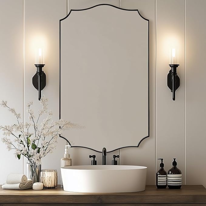 24x40 Black Mirror, Asymmetrical Vanity Mirror, Irregular Wall Mirror - Image 9