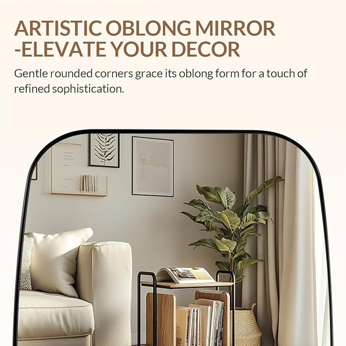ANDY STAR 30x36” Black Bathroom Mirror, Oblong Vanity Mirror - Image 6