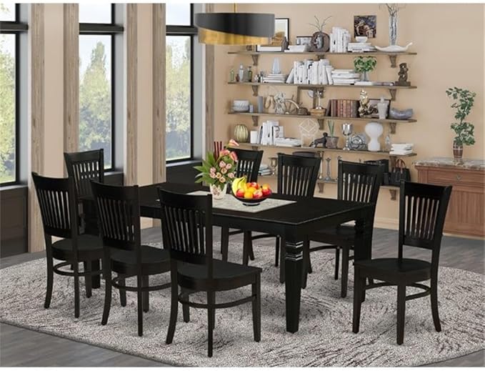East West Furniture LGVA9-BLK-W 9 Piece Kitchen Table & Chairs Set Includes a - Image 2