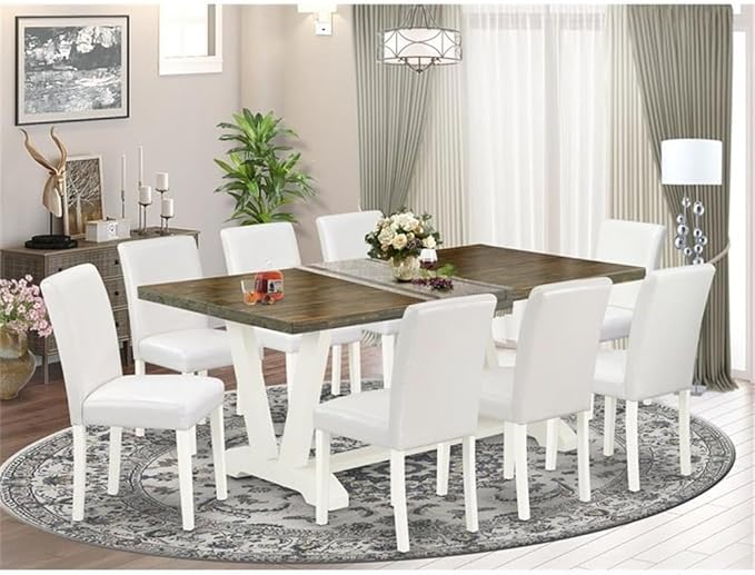 East West Furniture V077AB264-9 9 Piece Modern Dining Table Set Includes a - Image 2