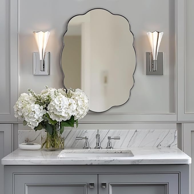 ANDY STAR Brushed Nickel Mirror Scalloped Edge - Image 7