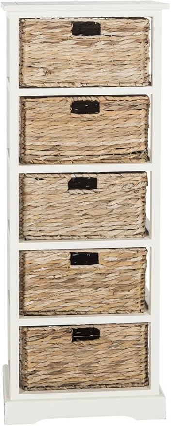 SAFAVIEH Home Collection Vedette Distressed White 5-Drawer Wicker Basket - Image 4