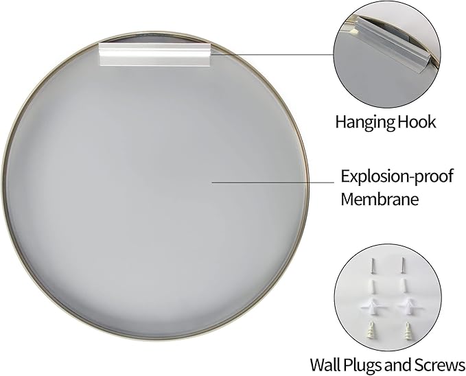 30 inch Gold Circle Wall Mirror, Brushed Gold Metal Framed Round Mirror - Image 4