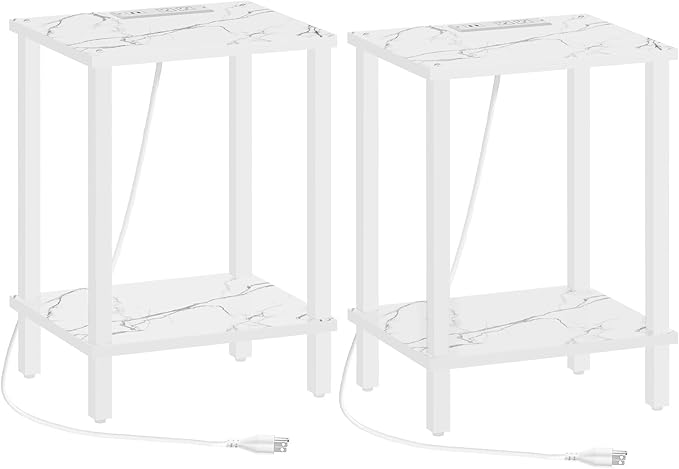 TUTOTAK End Table with Charging Station, Small Side Table, Nightstand Bedside - Image 8