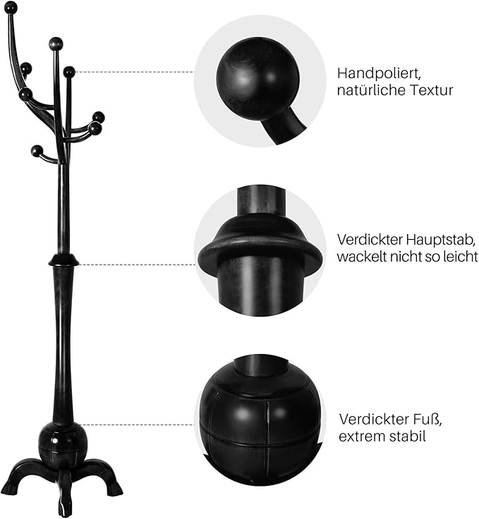 Heavy Duty Coat Rack Freestanding Wood Tree Rack - Image 5