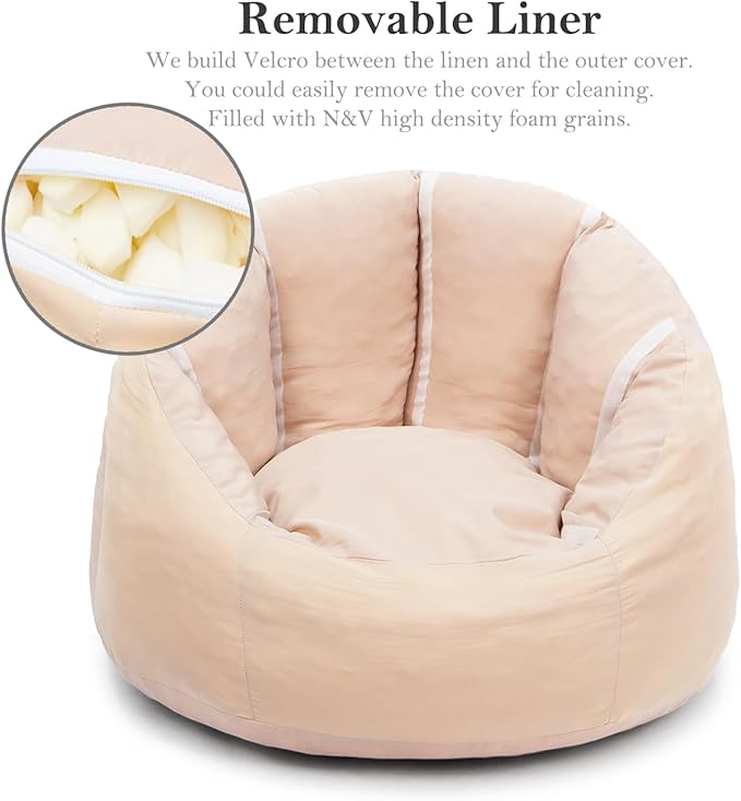 N&V Medium Shell Bean Bag Chair, Adult Size Bean Bag Sack, Foam Filling - Image 5