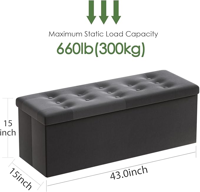 PRANDOM Jumbo Ottoman with Storage Velvet Folding Small Square Foot Stool with - Image 3