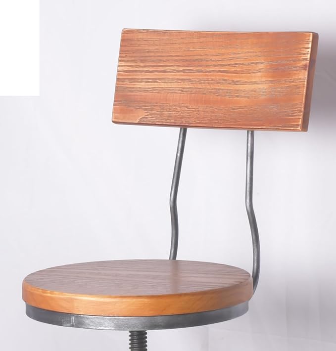 LOKKHAN Industrial Bar Stool-Adjustable Swivel Round Wood Metal Kitchen - Image 6