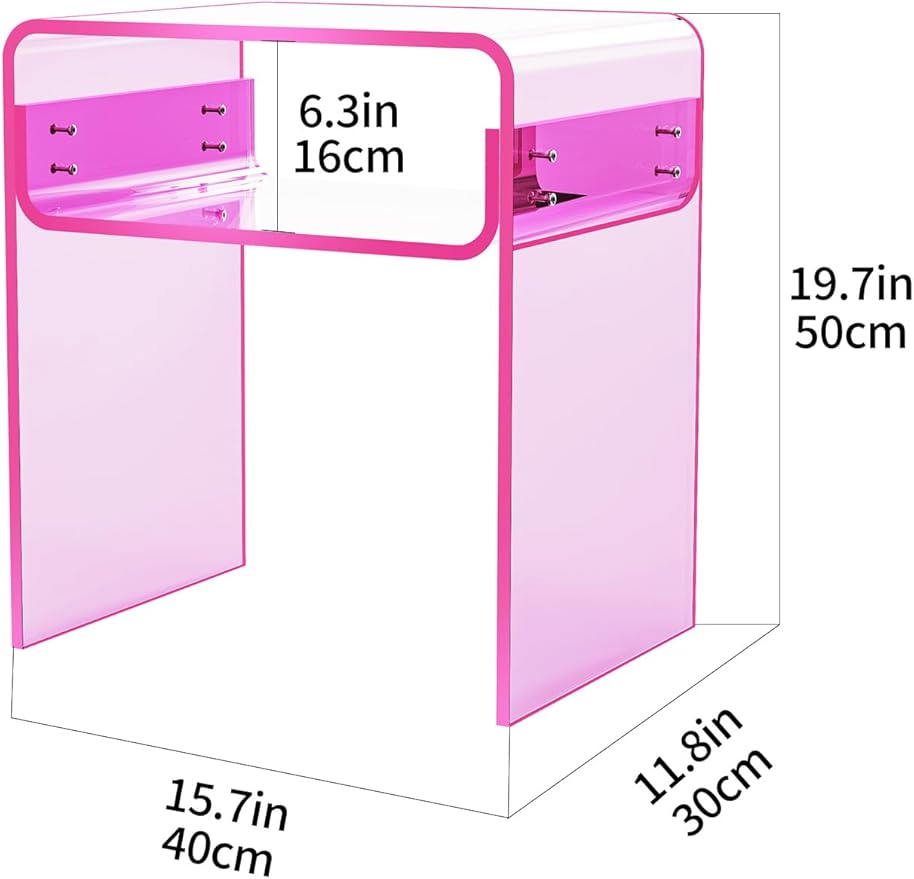 Clear Acrylic End Table 2-Tier Bedside nightstand - Image 3